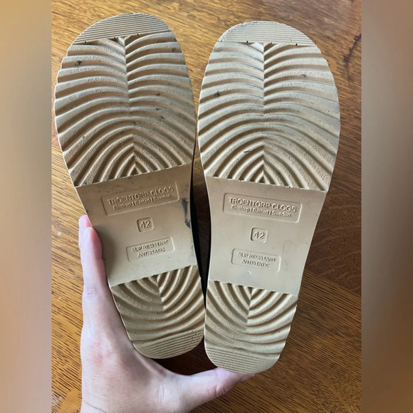 Troentorp Rembrandt Clog Leather Wood 2.2” Heel Brown Slip On Studded Size 42 - Picture 12 of 16